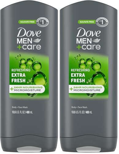 Dove MEN + CARE Body Wash and Face For Fresh, Healthy-Feeling Skin Extra Fresh Cleanser That
