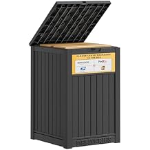 Package Delivery Box for Outside With Sign, Lockable Outdoor Storage Box Waterproof Deck Box, Large Double Wall Resin Parcel Drop Boxes, 48 Gallon, Classic Black