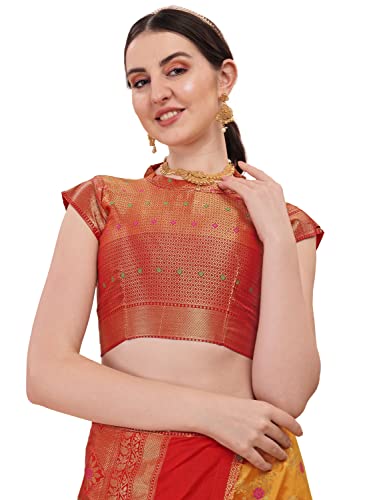 Image of EthnicJunction Women's Woven Embellished work Banarasi Silk Blend Saree with Blouse Piece