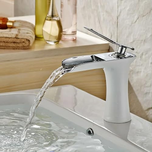 Grifo de lavabo blanco LWX con maneta de tocador de baño de granas 2