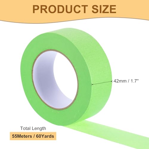 Image of Masking Tape Green Painters Tape Paper Tape [for Crafts DIY Walls Painting Packing Automotive Home Decoration Teaching]- 1.7 Inch x 60 Yards /1 Roll