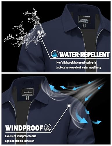 Image of TACVASEN Mens Lightweight Windbreaker Full Zip Up Laydown Collar Jackets Light Casual Coat with Zip Pockets