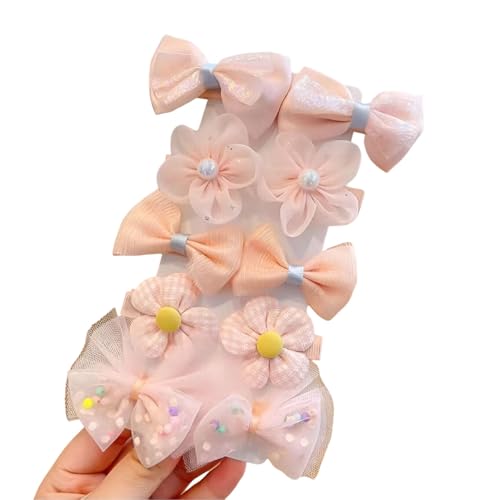 Image of SYGA 10-Piece Baby Hair Clip Set for Girls Adorable Bow and Flower Designs Hair Pin Lightweight, and Stylish - Light orange