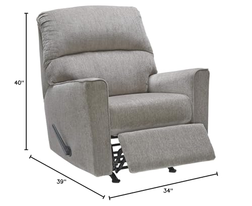Image of Signature Design by Ashley Manual Rocker Recliner Chair, Alloy Gray | Plush 100% polyester chenille fabric, Durable and comfortable cushions, Relaxing living room use, Altari Series