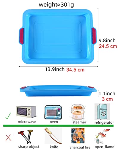 Keepingcoox Non Stick Silicone Brownie Baking Pan With Handles - Steel Frame Inside, Rectangular Cookie Baking Sheet/Jelly Roll Tray Set Nonstick, Double Colors, Cleaned In Dishwasher #TOP1