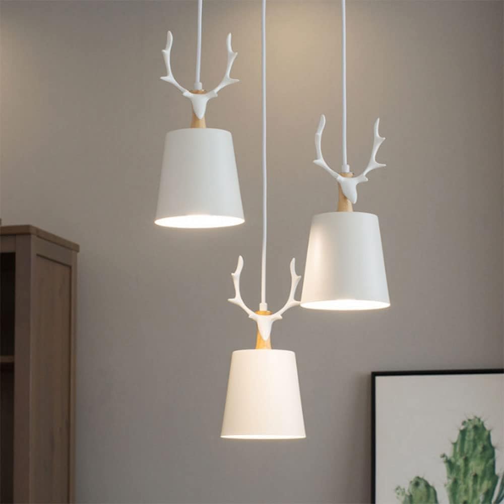 Restaurant Decorative Chandelier Antler Lighting White Wrought Iron Hanging Lamp Compatible with Kitchen Dining Room Living Room Bedroom