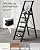 BEFITMACE 6 Step Ladder, Lightweight Folding Step Stool with Convenient Handgrip,Aluminum 330lbs Capacity Step Ladder for Office,Household,Kitchen(Black)