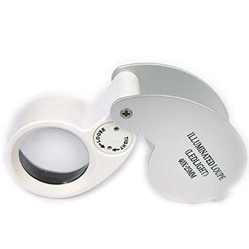 NYKKOLA 40X Illuminated Jewelers Eye Loupe Magnifier, Foldable Jewelry Magnifier with Bright LED Light for Gems, Jewelry, Rocks, Stamps, Coins, Watches, Hobbies, Etc