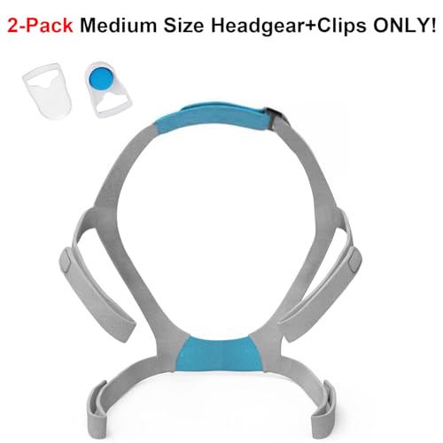 LALASTAR 2-Pack F30 CPAP Mask Headgear Strap Replacement, CPAP Headgear Compatible with Airfit F30, Adjustable Headband, with 4 Clips, Standard Size