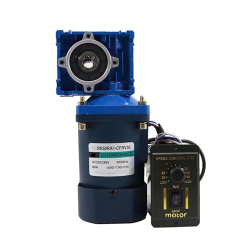 RV30 220V 60W Self-Locking AC Worm Gear Reduced Single Output Shaft Motor with Speed Regulator ?CW CCW High Torque Motor(0-18rpm)