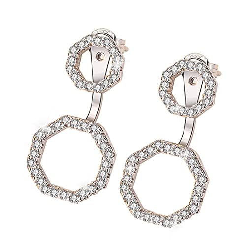 Boucles d'oreilles pendantes, boucles d'oreilles rondes avec cristaux clairs et pavé de cristal classique, collection de boucles d'oreilles créativité Cover