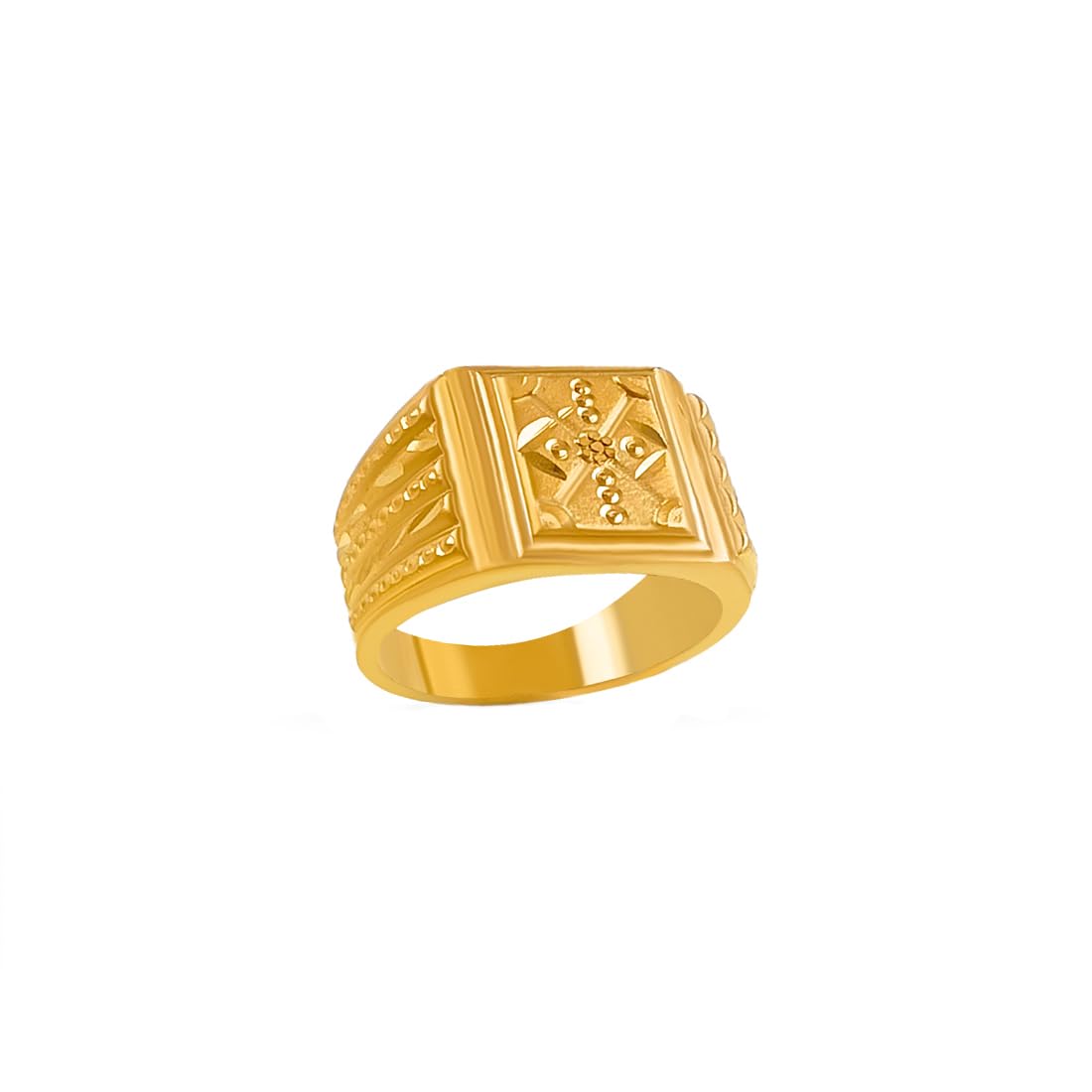 Gold Plated Brass Chillan Work Design Finger Ring For Men And Boys