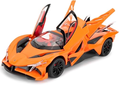 Image of 1 /24 Apollo EVO Alloy Car Model Pull Back Function with Realistic Sound & Bright LED Lights Perfect Toy Car for Kids & Collectors (Orange)