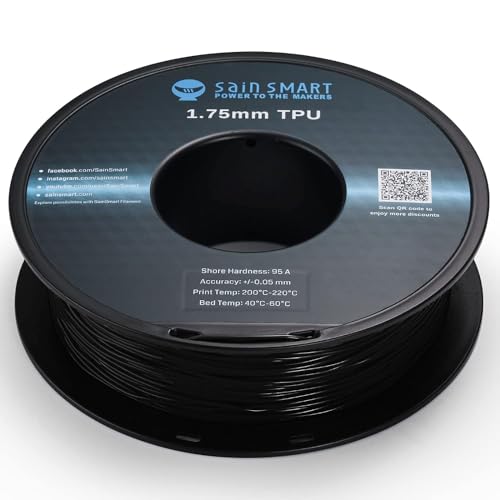 image for SainSmart TPU Filament 1.75, Blck Flexible TPU 3D Printing Filament, 1