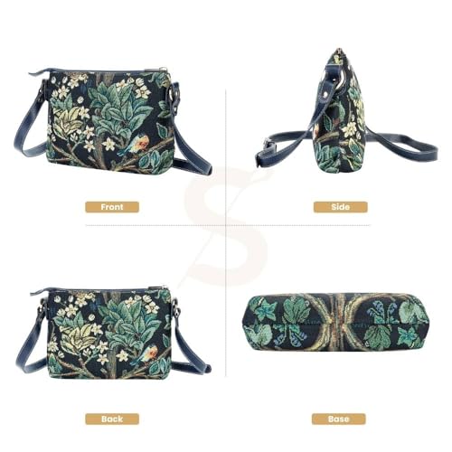 Signare Tapestry Tote Bag, Crossbody Bag and Cosmetic Makeup Bag for Women with William Morris Tree of Life in Blue backdrop2