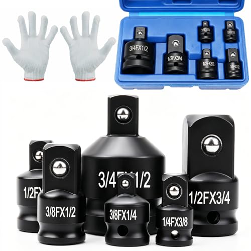Wkmamo 6 Pcs Socket Adapter Set,Impact Socket Adapter Set,Reducer Adapter for Converter Socket Set,Drive Standard Impact Socket Set for Wrenches, Breaker Bar Ratchets (Blue Box)