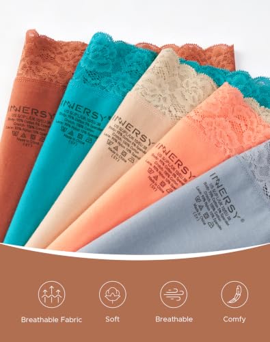 Image of INNERSY Women's Cotton Underwear Lace High Waisted Panties 5-Pack