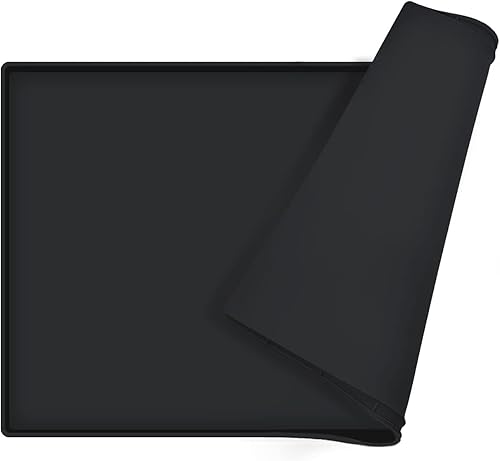 Miniatura 136 de Tapete de comida para perros, bandeja de comida impermeable de silicona, mantel individual antideslizante para mascotas, borde elevado de 0.6