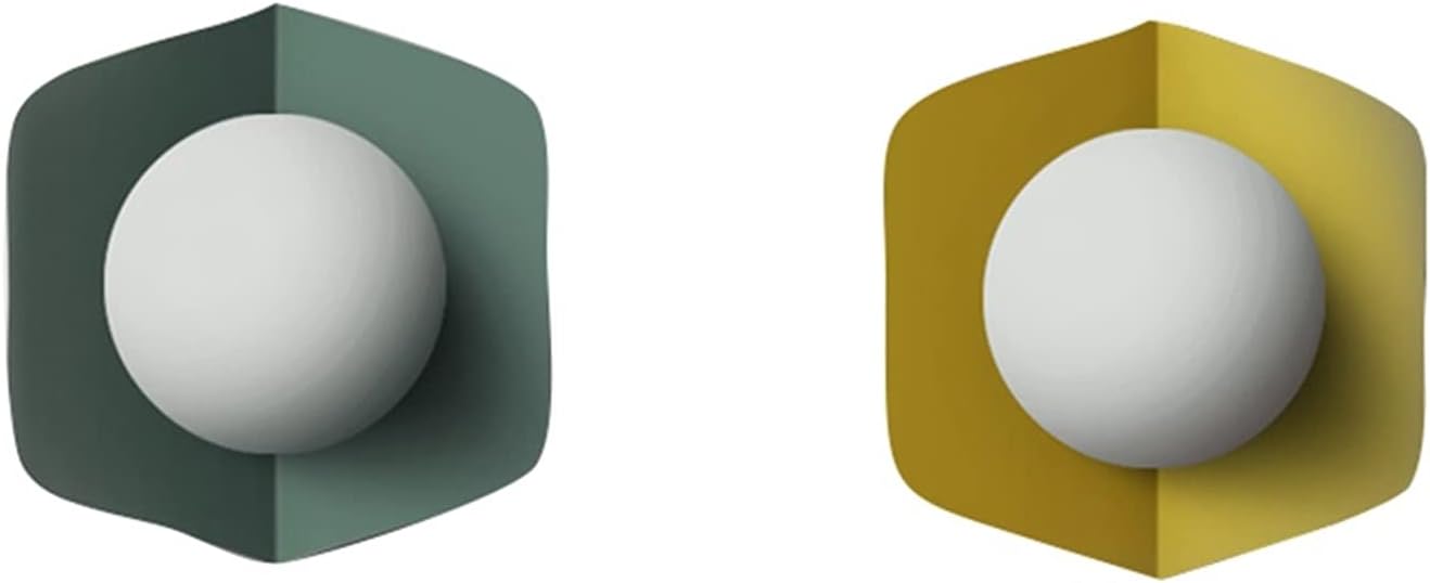 Modern Sphel Glass Lampshade, Wall Lamp Decorated in Corridor, Lighting Fixture for Children's Bedroom Headroom, for Children/Green/White Light (Yellow White Light)