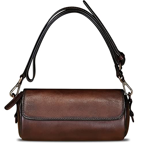 Genuine Leather Satchel For Women Vintage Purse Handmade Handbag Retro Crossbody Bag (Coffee) #TOP1