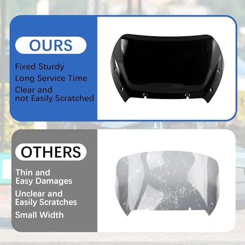 Image of Black 14 inch Wave Windshield Windscreen Wind Splitter Compatible for Harley Davidson CVO Street Glide FLHXSE 2023-2024, Street Glide FLHX 2024-up