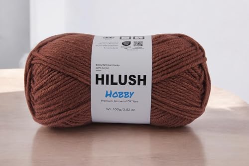 Image of Hobby,Wool Yarn dk Acrylic Hand Knitting Yarn Ball (100g /1 Ball),Suitable for Craft amigurumi Shade 001 (Brown)