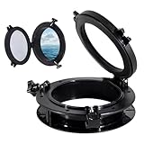 Ventana de ojo de buey, 26,5 cm, universal, ventana de autocaravana, negro, ojo de buey redondo, accesorio de repuesto para puertas, barco marino