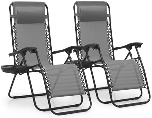 MoNiBloom Zero Gravity Chairs Set of 2 Outdoor Folding Patio Loun...