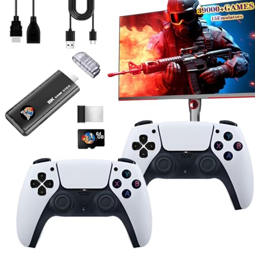 2025 Cortex processor Wireless Retro Game Console, HD Classic Games Stick Built in Emulators with 39000+ Games 15 Emulators and Dual 2.4G Wireless Controllers, 4K HDMI Output, Plug and Retro Play Vide