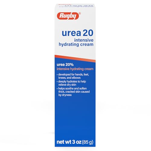 Rugby Urea 20% Intensive Hydrating Cream - Urea Cream for Feet Hands Knees and Elbows - 3 Oz (1 Pack)