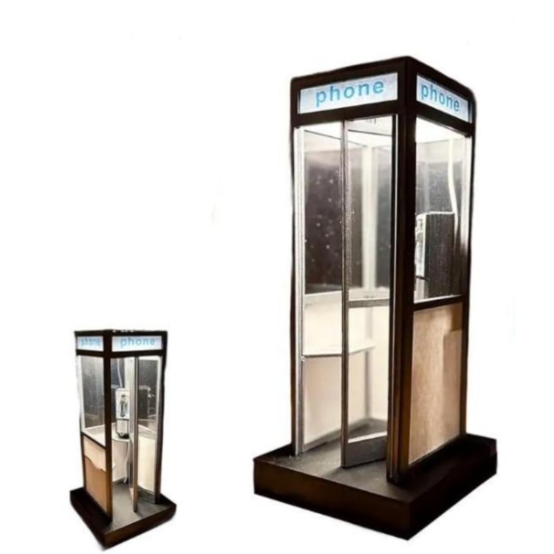 Eunmsi Retro Vintage Tall Phonebooth Lamp, Vintage Telephone Booth LED Night Light, Mini Classic Street Phone Booth Lamp Desk Light,for Home Office,Creative Ornament