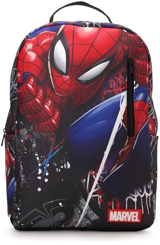 Fast Forward Spider-Man Boys Backpack - Lightweight Spacious 16 Inch School Backpack for Kids with 3D Character Tag Spiderman Black