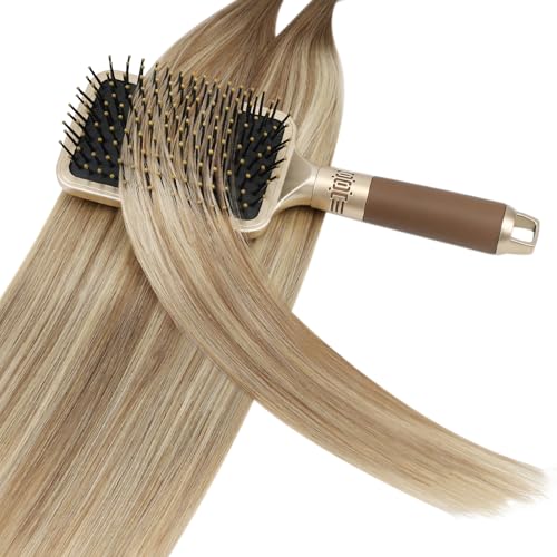Image of YoungSee Utip Hair Extensions Human Hair Balayage Light Brown Ombre Platinum Blonde Keratin Hair Extensions 16 Inch Utips Extension Real Human Hair Silky Straight 1G /Strands 50G for Natural Looking