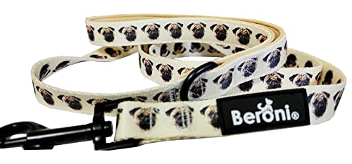 Hundeleine Mops Mopsleine zum Hundegeschirr oder Halsband 1.50 cm lang verstellbar gepolstert hochwertig Leine Hund beige Hundeleine