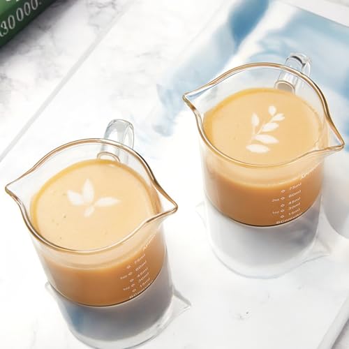 KUAOOAUK 2 Pcs Espresso Cups with Handle - 2.5 oz Double Spout Mini Glass Measuring Cup for Coffee & Milk - Image 7