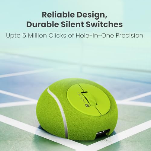 Image of Portronics ToadPlay Tennis Mini Wireless Bluetooth Mouse with Dual Wireless Connectivity (BT + 2.4 GHz), Rechargeable Battery, Noise-Free Clicking, Multi-Device Pair, Adjust Sensitivity (Green)