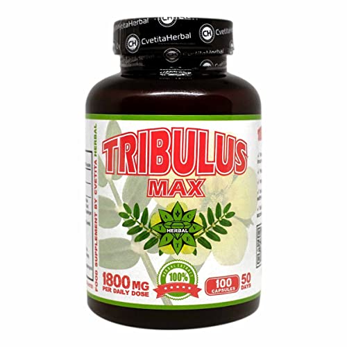 Tribulus Max | 100 Kapseln x 900 mg (50 Tage Vorrat) | Tribulus Terrestris Extrakt | Natürlicher Testosteron-Booster | Muskelwachstum | Stärke | Nahrungsergänzungsmittel von Cvetita Herbal Cover