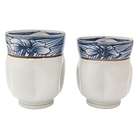 Amazon.co.jp: 京焼 清水焼 紫峰窯 組湯呑 ウリ型 七宝 (青 赤) A6-5