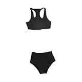 DYNWAVE 1/6 Scale Female Clothes Action Figure Clothes Collectible 1:6 Trendy Miniature Casual Bathing Top and Bottom Underwear, Black