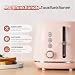 Fab by Kitchen in the box Rosa Toaster 2 Scheiben, Retro Toaster aus Edelstahl mit breiten Schlitzen und 7 Bräunungsstufen