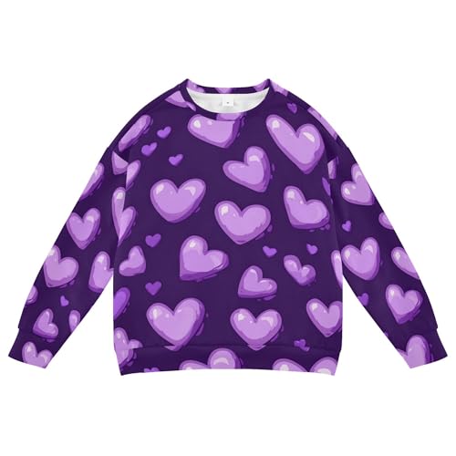 JUNZAN Purple Hearts Day Purple Hearts Little Girls Hooded Sweatshirt Long Sleeve Fall Tops Shirts Athletic 4T
