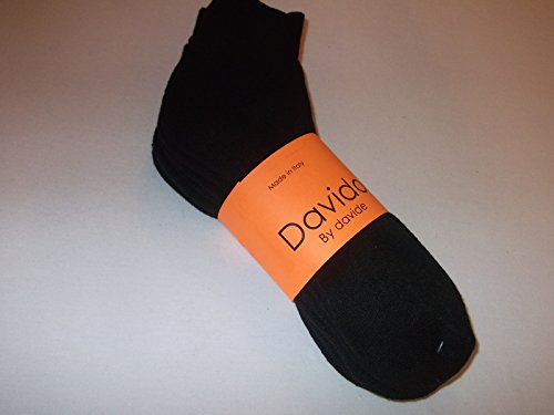 davido Mens socks ankle/quarter made in Italy 100% cotton 4 pairs black size 10-133