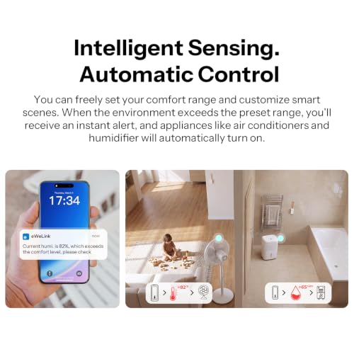 Image of SONOFF SNZB-02B AirGuard TH Lite Zigbee Temperature Humidity Sensor, Thermometer Hygrometer with App Alert, Remote Monitoring for Greenhouse & Wine Cellar, Works with Alexa & Google Home, 4-Pack
