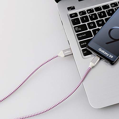 Usb C To Usb A Cables 3 Pack 10Ft Long 3A Fast Charging Type C 2.0 Charger Cord Nylon Braided Compatible With Galaxy S20 Note 10 S9 S8 A70 A60 A51/Lg V20 G6/Moto G/Ps 5 Controller (Blue Purple Pink) #TOP5
