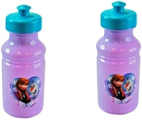 Disney 2 botellas de agua congeladas con tapa abatible (imagen en forma de corazón de Anna y Olaf) de 17 onzas