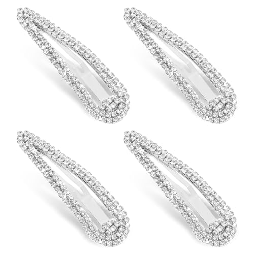 4 piezas pinzas para el cabello con cristales de gota de agua, metal plateado, para bodas y fiestas, 2.36 pulgadas miniatura 1
