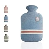 Wärmflasche mit Bezug(2X), Hochwertiges PVC 2L Groß Wärmflaschen-mit Weicher, Bequemer und Schöner Hot Water Bottle Sleeve-Warme Geschenke für Den Winter
