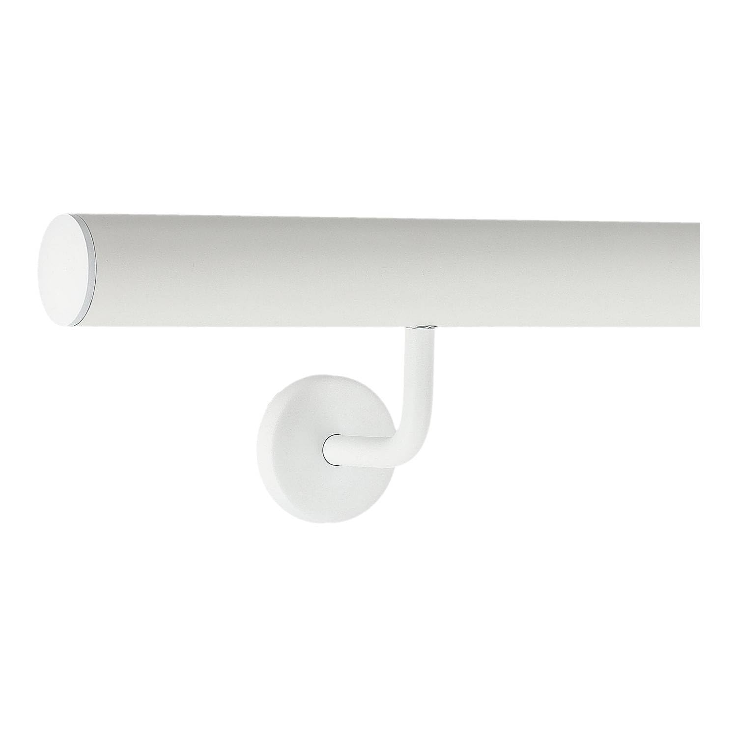 TIBU Pasamanos de aluminio blanco 30-600 cm pasamanos de pared para escaleras soporte de acero inoxidable en ángulo, longitud 40 cm con 2 soportes y tapa ligeramente curvada