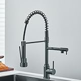 SBCGFY Küchenarmatur Aus Mattschwarzem Chrommessing, Ausziehbarer 2-Modus-Armatur, 360° Drehbar, Zweifunktionsmischer, Modernes Design Für Die Küchenmodernisierung, Mattschwarz