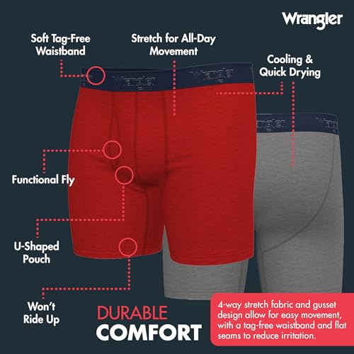 Wrangler Soft Comfort Stretch Cotton Men Underwear - Pack of 6 Mens Boxer Briefs 6